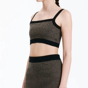 Nude Lucy Active Knit Crop Tank, Black/ Brown Heather, size S NWT